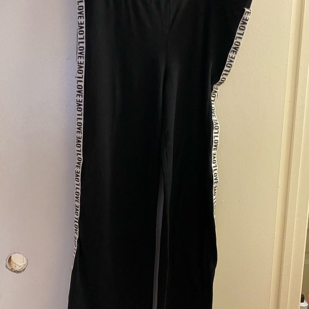 K Glam Womens Lounge Pants Black Size 20 XXL waist 40” LOVE Down Sides